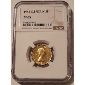 Great Britain Elizabeth II 1953 3 Pence PF65 NGC Low Proof Mintage